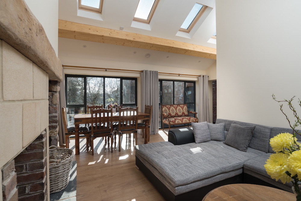 View of Living Room towards the floor-to-ceiling windows.